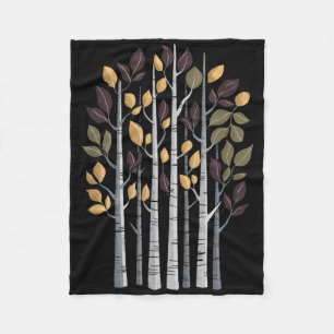Birch Tree Autumn Lover Fall Season Autumn Leaves Fleece Blanket