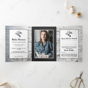 Birch Tree, Baby Shower Suite Tri-Fold Invitation