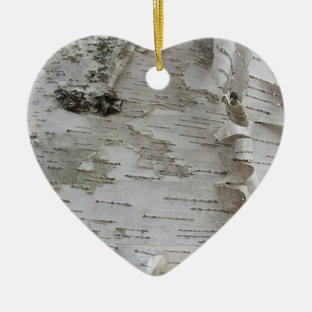 Birch Tree Bark Peeled Old Photo Art Ceramic Ornament (Front)