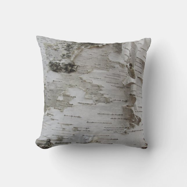 Birch Tree Bark Peeled Old Photo Art Throw Pillow (Front)
