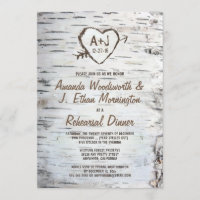 Birch Tree Bark Rehearsal Dinner Invitations