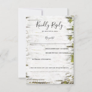 Birch Tree Bark Rustic Fall Wedding RSVP