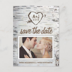 Birch Tree Bark Rustic Wedding Save the Date Cards