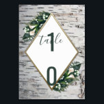 Birch Tree Bark Rustic Wedding Table Number Cards<br><div class="desc">Birch Tree Rustic Bark Woodland Wedding Table Number Cards - features a rustic birch tree bark background with floral elements of fern,  calla lily single flowers,  baby's breath,  leaves and more. The text box is an elegant triangle with a faux foil gold printed frame.</div>