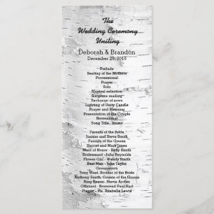Birch Tree Black and White Tall Wedding Program