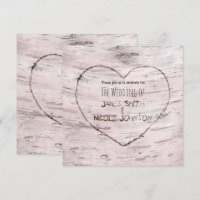 Birch Tree & Carved Heart Wedding Invitations