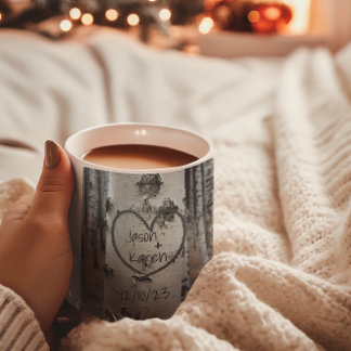 Birch Tree Custom Country Rustic Carved Heart Mug