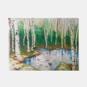 Birch Tree Forest Door Mat