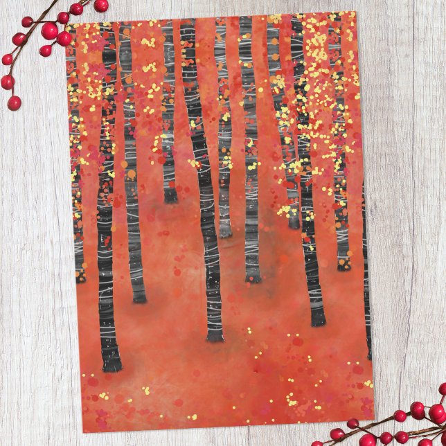 Birch Tree Forest Landscape Flat Card (Birch tree forest art card)