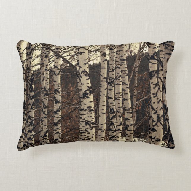 Birch Tree Forest Nature Accent Pillow (Front)