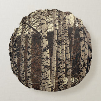 Birch Tree Forest Nature Round Pillow