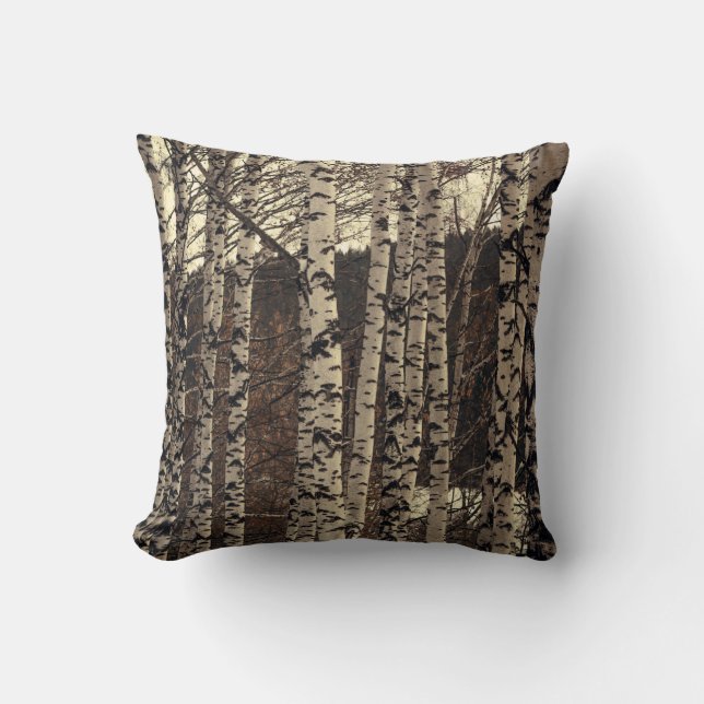Birch Tree Forest Nature Throw Pillow (Front)