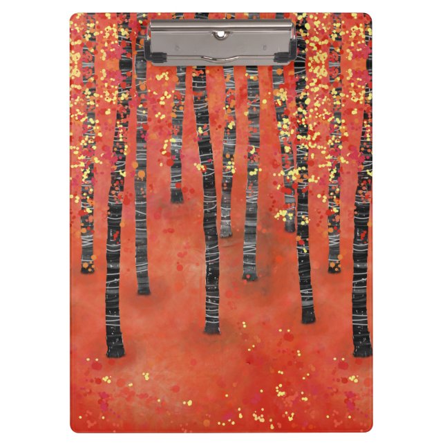 Birch Tree Forest Red Clipboard (Front)
