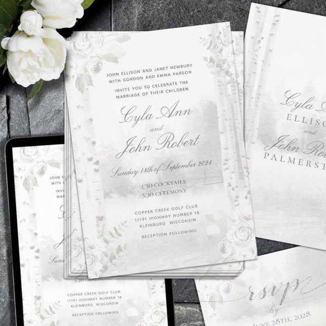 Birch Tree Forest Wedding Invitation (Birch Tree Forest Wedding Invitation print and digital purchase)