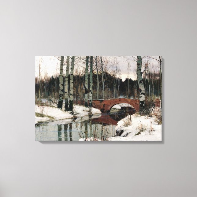 Birch tree forest winter scene canvas painting (Front)