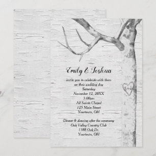 Birch Tree Heart Faire-part de mariage