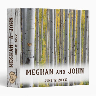 Birch tree heart initials rustic wedding album binder