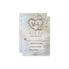 Birch tree heart initials rustic wedding RSVP card