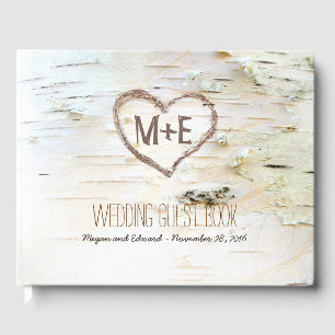 Birch Tree Heart Rustic Country Guest Book