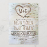 Birch Tree Heart Rustic Fall Wedding Invitation<br><div class="desc">Beautiful white birch bark texture and carved love heart rustic wedding invitation. Perfect for outdoor and barn weddings with birch tree accents.</div>
