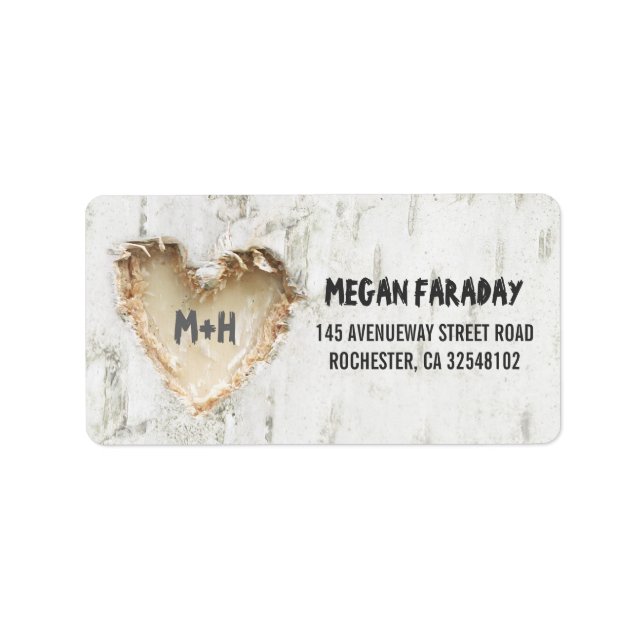 Birch Tree Heart Rustic Label (Front)