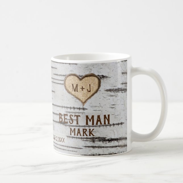 Birch tree heart rustic wedding Best Man Coffee Mug (Right)