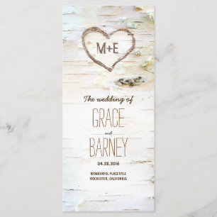 Birch Tree Heart Rustic Wedding Programs