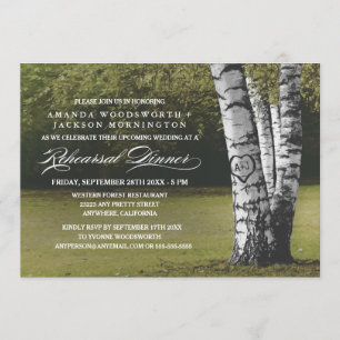 Birch Tree Initials Rehearsal Dinner Invitations