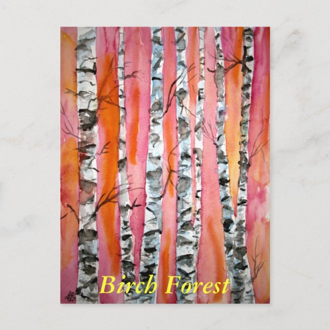 birch tree landscape abstract art Forest postcard (Front)