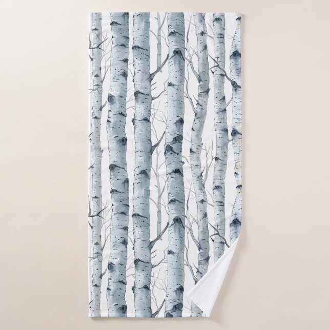 Birch Tree motif gris blanc (Serviette de bain)