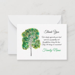 Birch Tree Nature After Funeral Thank You Cards