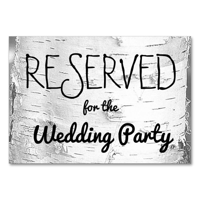 Birch Tree Reserved Wedding Sign Table Number (Front)