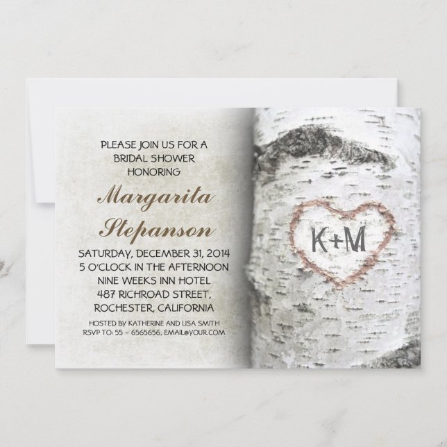 Birch Tree Rustic bridal shower Invitations (Front)
