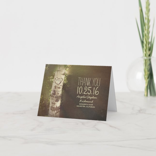 birch tree rustic country wedding thank you cards (Front)