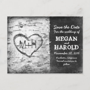 birch tree rustic save the date postcards