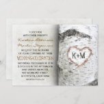 Birch Tree Rustic Wedding Invitations<br><div class="desc">Beautiful rustic wedding invitation with birch tree and carved white bark love heart with your initials. -- All design elements created by Jinaiji</div>