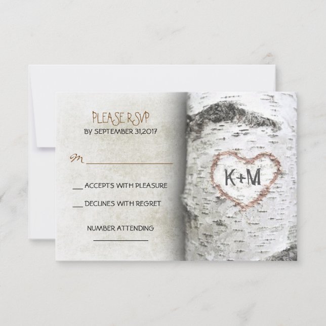 Birch Tree Rustic Wedding RSVP Cards (Front)