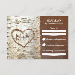 Birch tree rustic wedding RSVP cards