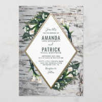 Birch Tree Rustique Calla Lily Mariage Invitations