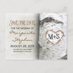 birch tree save the date postcards