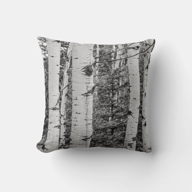 Birch Tree Scandi Style Throw Pillow (Front)