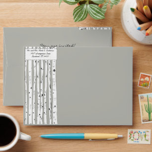 Birch Tree Silver Cloud Wedding Envelopes