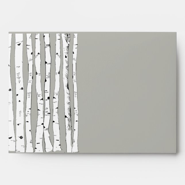 Birch Tree Silver Cloud Wedding Envelopes (Front)