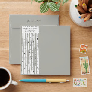 Birch Tree Silver Cloud Wedding Square Envelopes