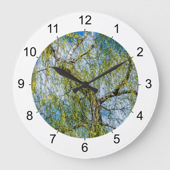 Birch tree - Spring is in the air Large Clock (Front)