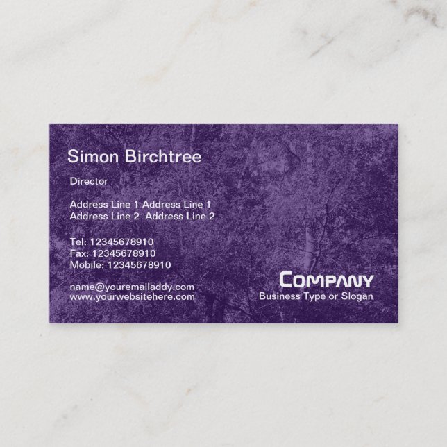 Birch Tree Texture - Dark Violet Business Card (Front)