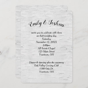 Birch Tree Texture Wedding Invitation