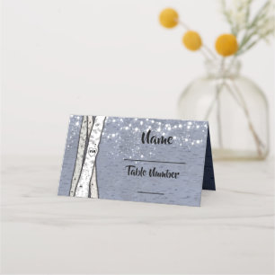 Birch Tree twinkle lights evening table cards