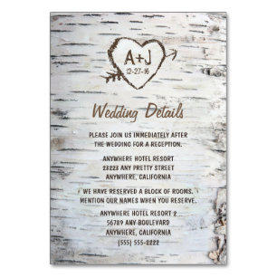 Birch Tree Wedding Reception + Accommodation Cards