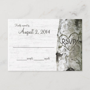 Birch Tree with Carved Heart RSVP